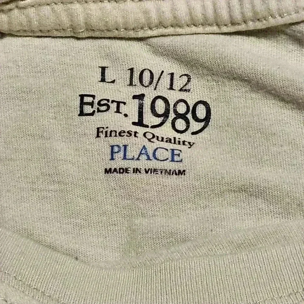 Childrens Place L 10/12  white cotton long sleeve t-shirt